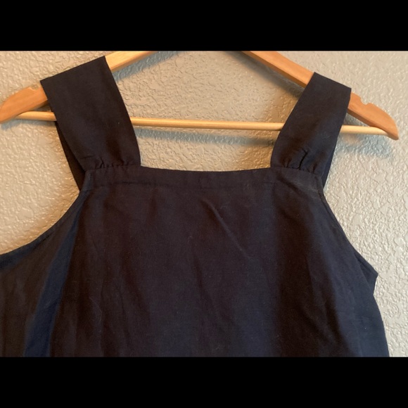 LOFT Sleeveless Navy Shift Dress with Ruffle Hem - Picture 3 of 4